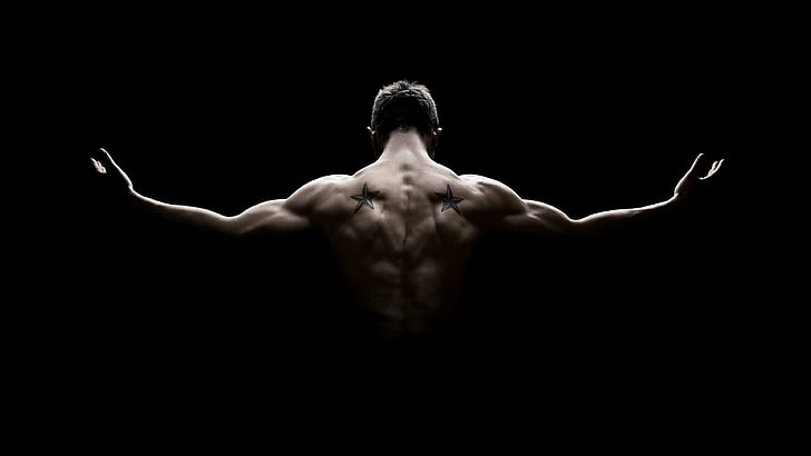 man, dark, bodybuilder, muscle, darkness, bodybuilding, muscles, arm, back, human body, human, hand, chest, HD wallpaper
