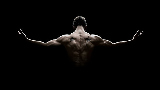 mann, dunkelheit, bodybuilder, muskel, dunkelheit, bodybuilding, muskeln, arm, rücken, menschlicher körper, menschlich, hand, HD-Hintergrundbild HD wallpaper