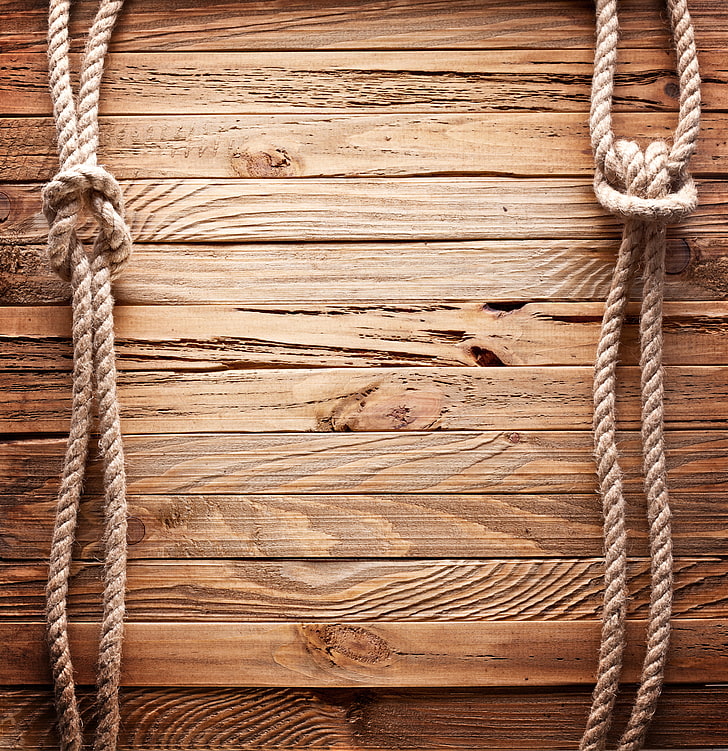 brown wood plank with manila ropes wallpaper, wall, line, wood, texture, brown, fence, rope, palisade, cord, holder, HD wallpaper