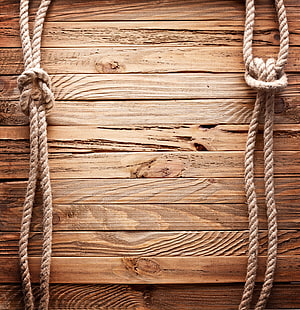 brown wood plank with manila ropes wallpaper, wall, line, wood, texture, brown, fence, rope, palisade, cord, holder, HD wallpaper HD wallpaper