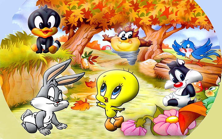 Postacie Looney Tunes Baby Tweety Kaczor Daffy Bugs Bunny Sylvester Kot i diabeł tasmański Full HD Tapety 1920 × 1200, Tapety HD