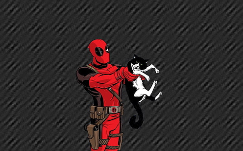 Deadpool holding cat digital wallpaper, Deadpool, HD wallpaper HD wallpaper