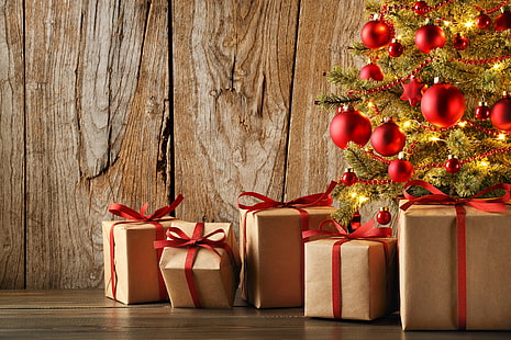 4 k, Neujahr, Geschenke, Weihnachten, HD-Hintergrundbild HD wallpaper