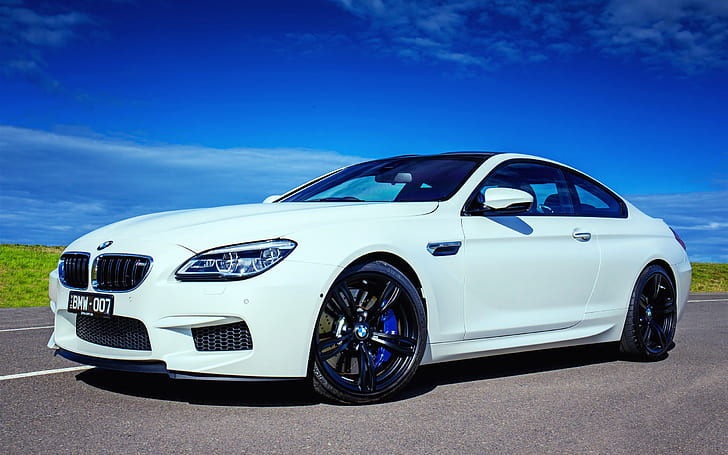 2015 BMW M6 Coupe F13 white car, white bmw coupe, 2015, BMW, Coupe, White, Car, HD wallpaper