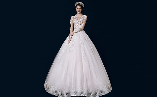 Classy and Fabulous Wedding Dress Bride, Girls, Girl, Beautiful, People, Love, Woman, Designer, Princess, Young, Female, Royal, Queen, Model, Gorgeous, Crown, Wedding, Collection, bride, Elegant, Dress, Lovely, Fabulous, Fairytale, glamorous, Marriage, Lace, WhiteDress, classy, BenitoSantos, weddingdresses, embroidered, BallGownWeddingDresses, BallGown, LaceSleeve, HD wallpaper HD wallpaper
