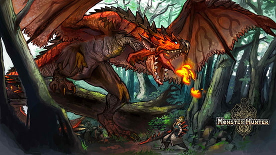 วอลล์เปเปอร์ดิจิตอล Monster Hunter, Monster Hunter, Rathalos, วอลล์เปเปอร์ HD HD wallpaper