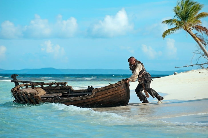 Pirati dei Caraibi Capitano Jack Sparrow barche a remi 1200x798 Natura Spiagge HD Arte, spiaggia, Pirati dei Caraibi, Sfondo HD