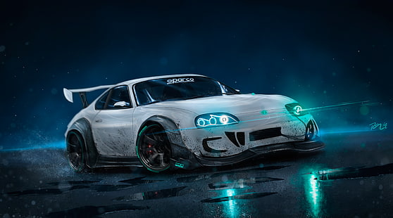 4K, Drift, Neonlichter, Toyota Supra, Custom, HD-Hintergrundbild HD wallpaper