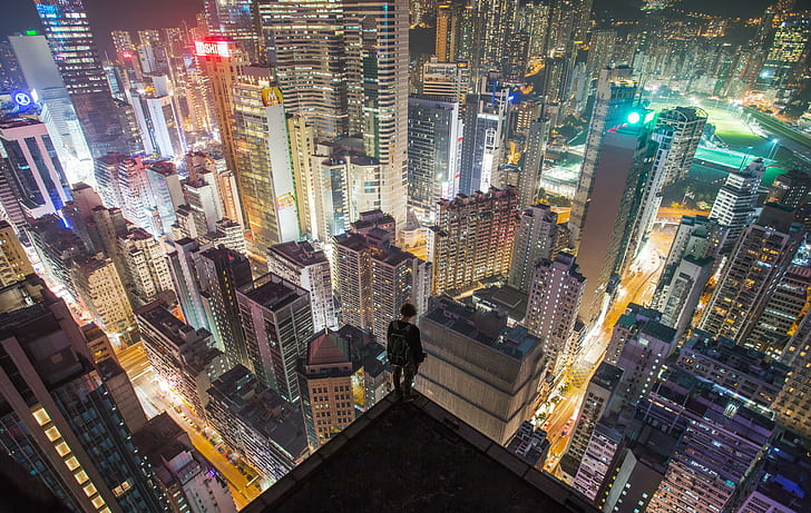 rooftopping, photography, Hong Kong, HD wallpaper