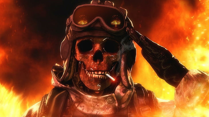 fire, smoking, head, dead, man, skull, HD wallpaper