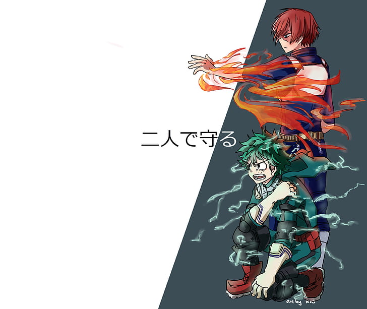 Anime, My Hero Academia, Izuku Midoriya, Shoto Todoroki, Wallpaper HD
