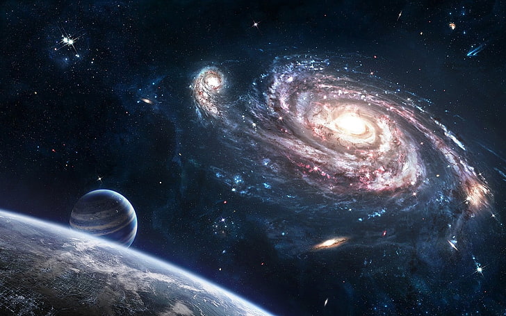 wallpaper galaksi, planet, ruang, Wallpaper HD