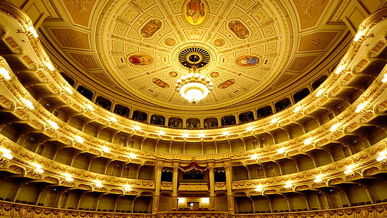 Deutschland, Dresden, Theater, Balkon, Oper, Saal, Sachsen, Bett, HD-Hintergrundbild HD wallpaper