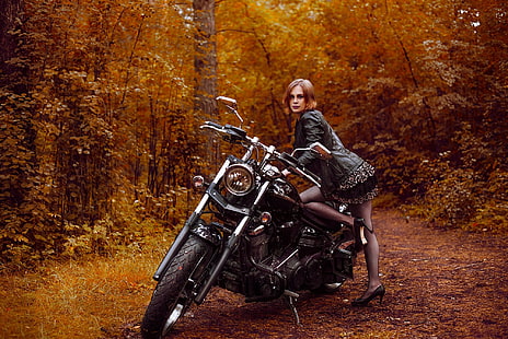 مركبة ، نساء ، نموذج ، دراجة نارية، خلفية HD HD wallpaper