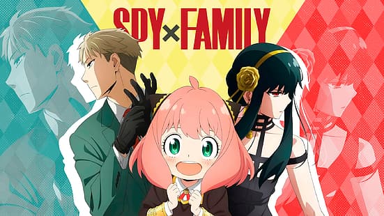 Spy x Family, dziewczyny anime, chłopcy anime, uśmiech, Loid Forger, Anya Forger, Yor Forger, Tapety HD HD wallpaper