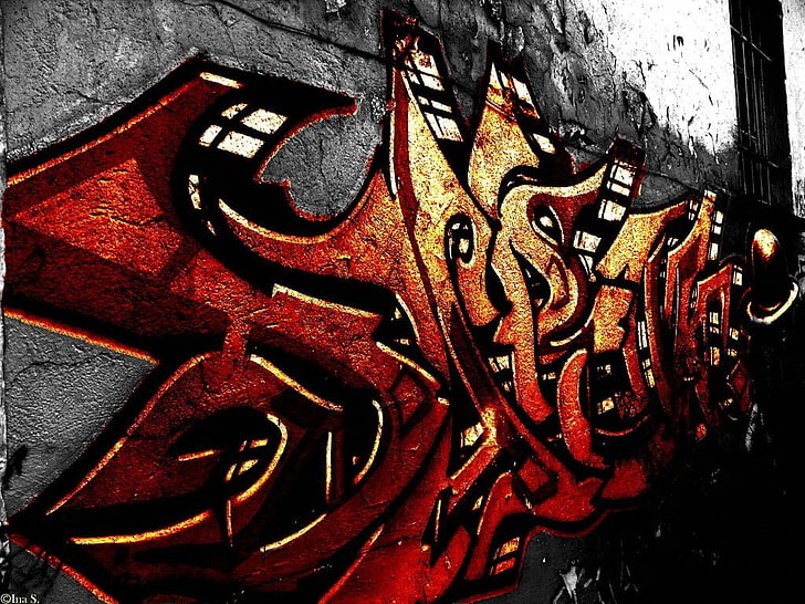 grafiti, dinding, Wallpaper HD