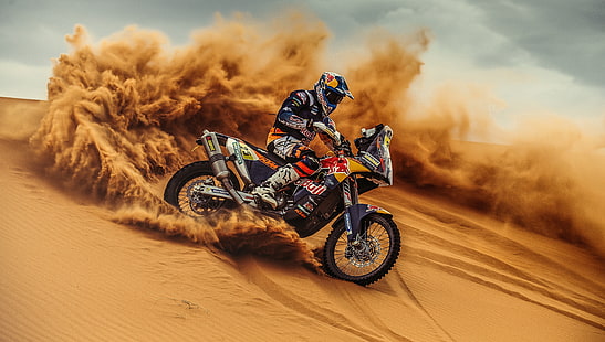 Pasir, Olahraga, Selip, Sepeda Motor, Pembalap, Moto, KTM, Sepeda, Rally, Dakar, Sepeda Motor, Dune, Wallpaper HD HD wallpaper