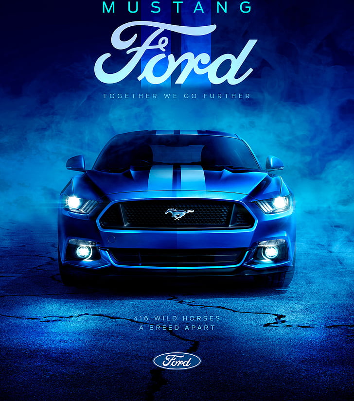 Ford Mustang, blå, 4K, HD tapet, telefon tapet