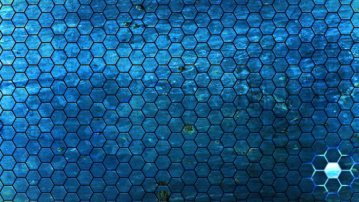 pattern, digital art, blue background, HD wallpaper