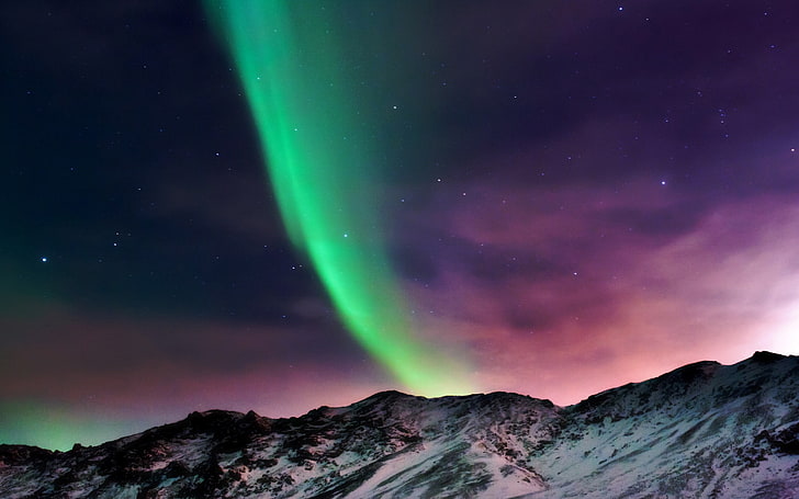 Невероятна цветна мечтана природа Aurora HD Wallpaper .., черно-бяла планина, HD тапет