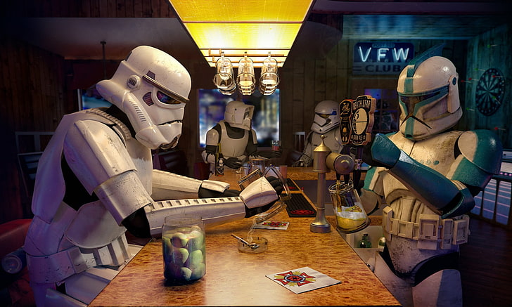 Обои Storm Trooper, штурмовик, солдат-клон, разведчик, бар, Звездные войны, HD обои