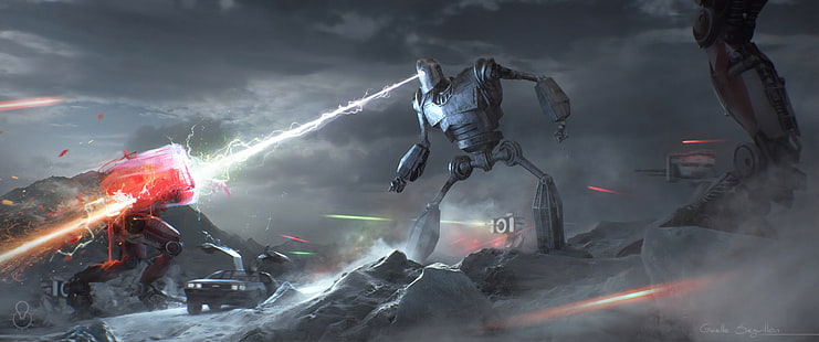 فيلم ، جاهز لاعب واحد ، معركة ، إنسان آلي ، العملاق الحديدي، خلفية HD HD wallpaper