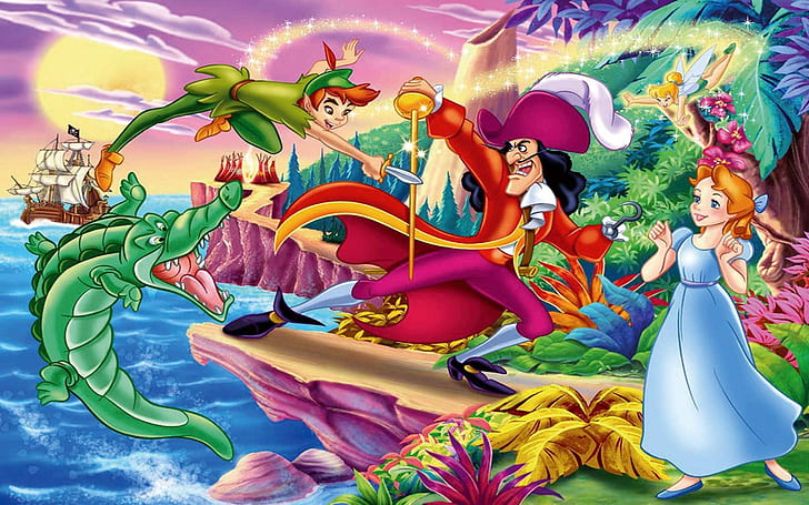 Peter Pan Vs Captain Hook Fight Disney Wallpaper Hd For Desktop 2560×1600, HD wallpaper