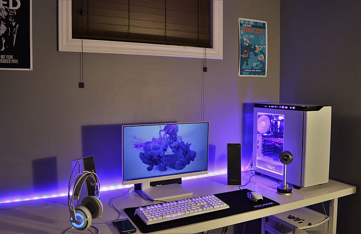 workspace, computer, technology, desk, HD wallpaper