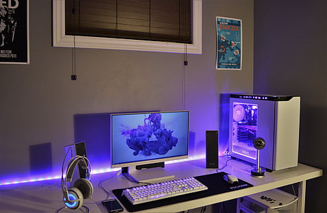 workspace, computer, technology, desk, HD wallpaper HD wallpaper