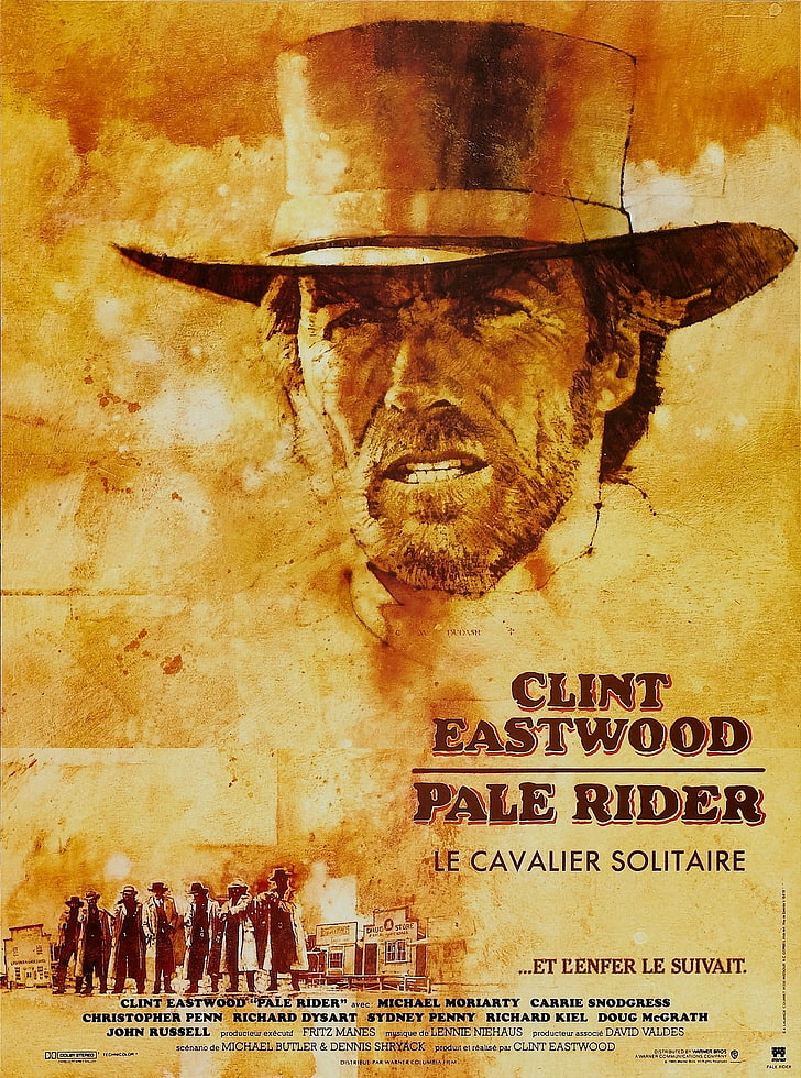Blady jeździec plakat Clinta Eastwooda, blady jeździec, Clint Eastwood, 1985, filmy, plakat filmowy, Tapety HD, tapety na telefon