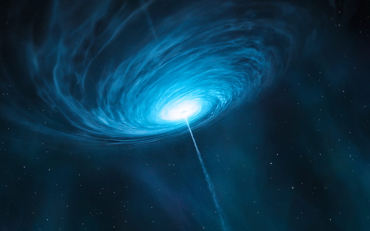 Quasar Black Hole Stars Blue HD, black, space, blue, stars, hole, quasar, HD wallpaper