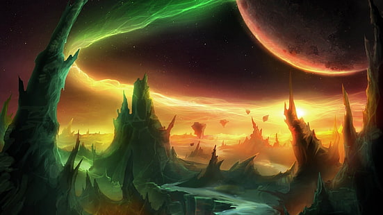 Berge digitale Tapete, World of Warcraft, Scherbenwelt, Videospiele, HD-Hintergrundbild HD wallpaper