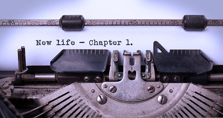 phrase, typewriter, Chapter 1, new life, HD wallpaper