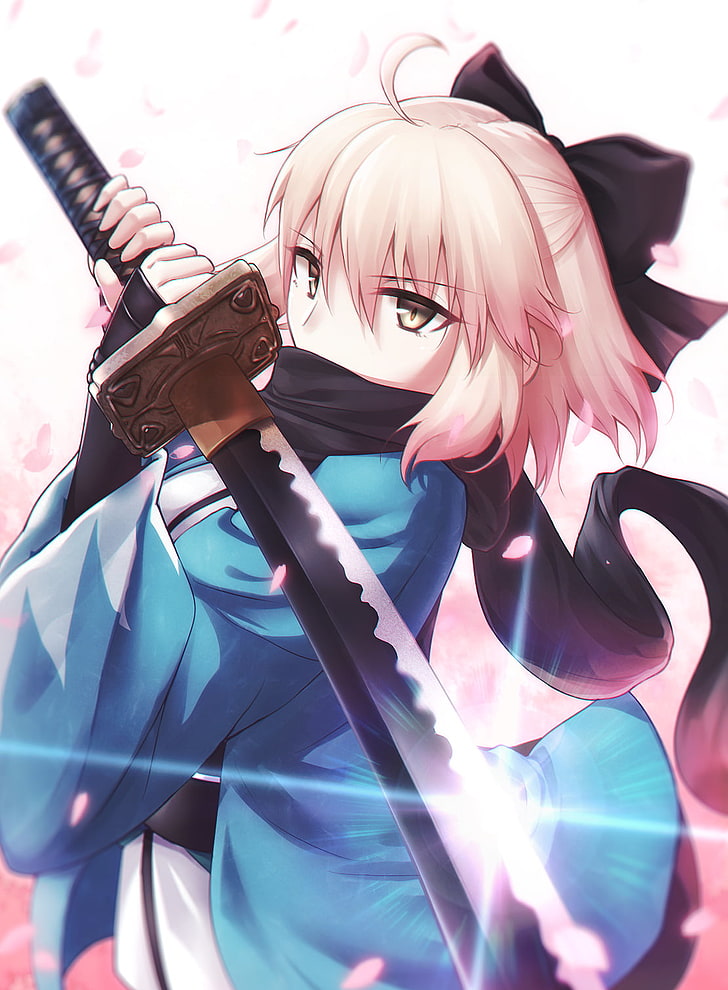 Sakura Saber, espada, katana, Fate / Grand Order, Fate Series, Fondo de pantalla HD, fondo de pantalla de teléfono