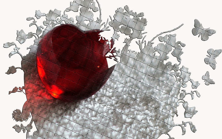 *** My Crystal Heart ***, heart, valentine, happy, love, 3d and abstract, HD wallpaper
