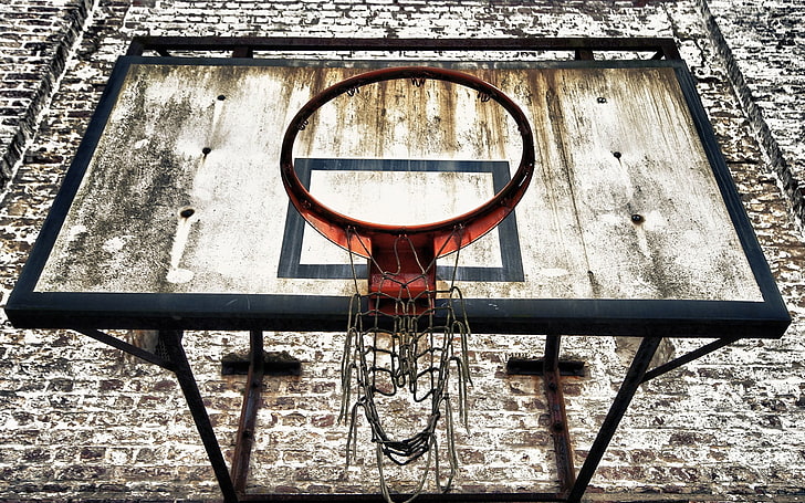 basketball, sports, hoop, rust, brown, HD wallpaper