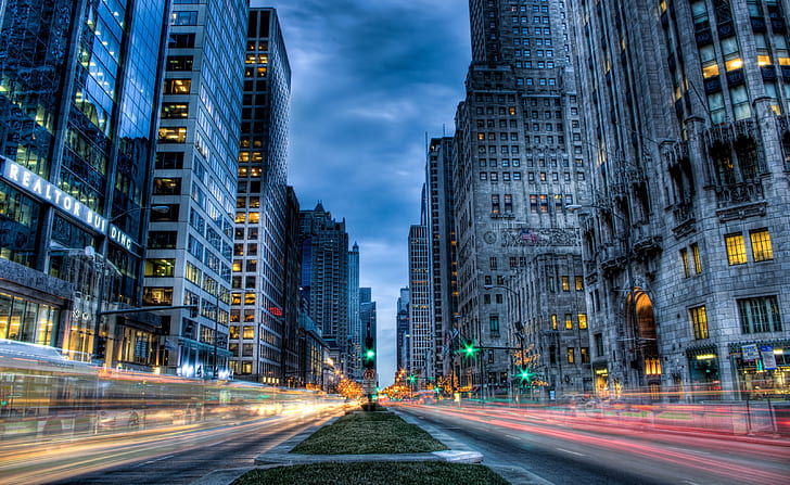 Desktop-Hintergründe Chicago Usa City Street Skyscrape, HD-Hintergrundbild