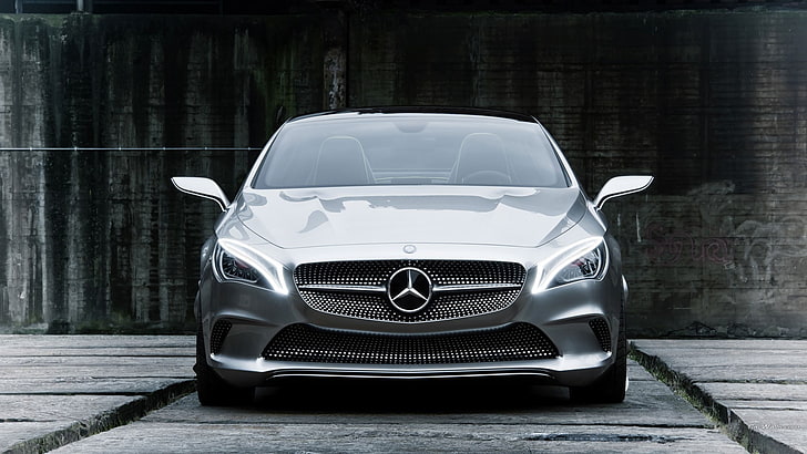 auto Mercedes-Benz argento, Mercedes Style Coupé, concept car, Sfondo HD