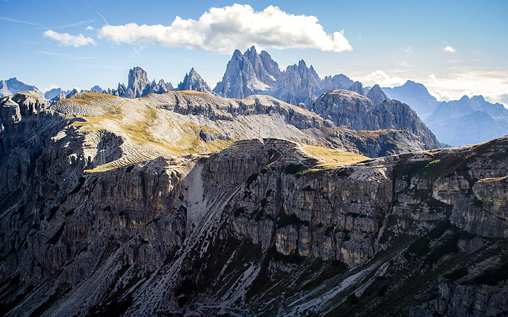Rocky Dolomiti, grey, italy, landscape, mountains, nature, photography, sextendolomites, sky, trecimedilavaredo, HD wallpaper