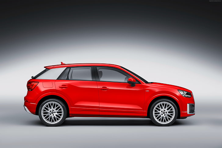кросоувър, Audi Q2 TFSI quattro S, червен, автосалон в Женева 2016 г., HD тапет