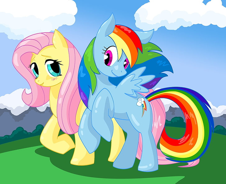 Émission télévisée, Mon petit poney: L'amitié, c'est magique, Fluttershy (mon petit poney), Rainbow Dash, Fond d'écran HD