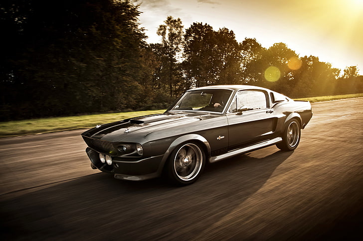 black coupe, road, Mustang, Ford, GT500, Ford Mustang, Shelby Eleanor, HD wallpaper