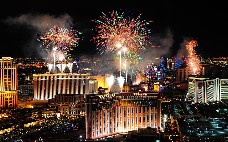 Las Vegas Strip Neujahrsfeuerwerk Hd Wallpaper 1920 × 1200, HD-Hintergrundbild