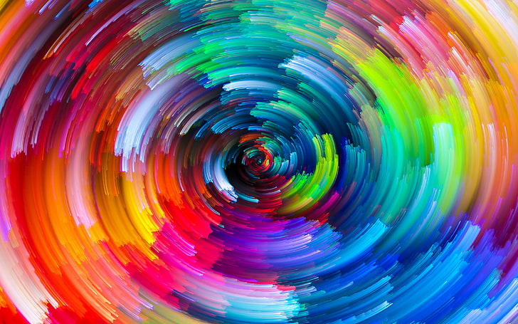 ilusi optik, pelangi, lingkaran, berwarna-warni, berputar, berputar, Wallpaper HD