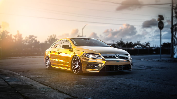 Volkswagen, car, gold, HD wallpaper
