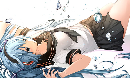 สาวอะนิเมะ Vocaloid Hatsune Miku ผมสีฟ้า, วอลล์เปเปอร์ HD HD wallpaper