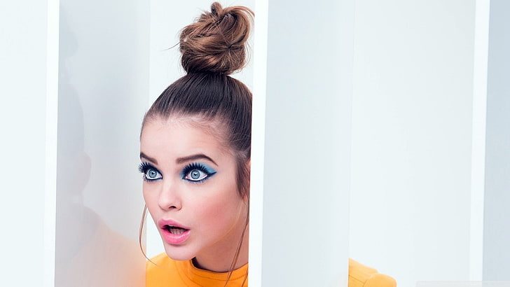 model, blue eyes, Barbara Palvin, face, makeup, women, HD wallpaper