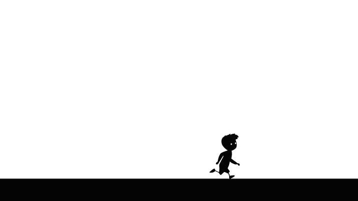 Мальчик бежит цифровые обои, бег, черный, белый, Limbo, HD обои