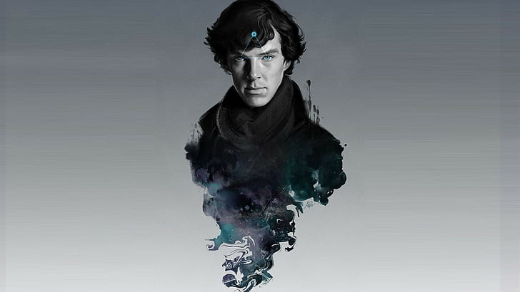 Sherlock Sherlock Holmes Benedict Cumberbatch TV fumo sfondo semplice, Sfondo HD