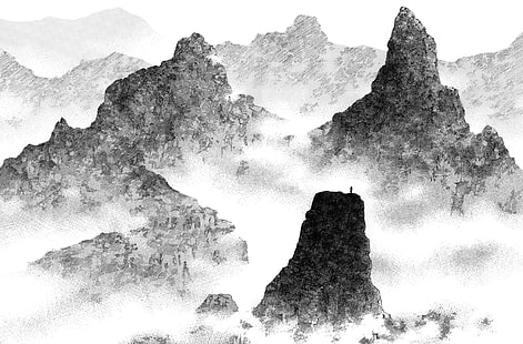 Bâtiment en béton blanc et noir, Vagabond, Takehiko Inoue, Fond d'écran HD HD wallpaper